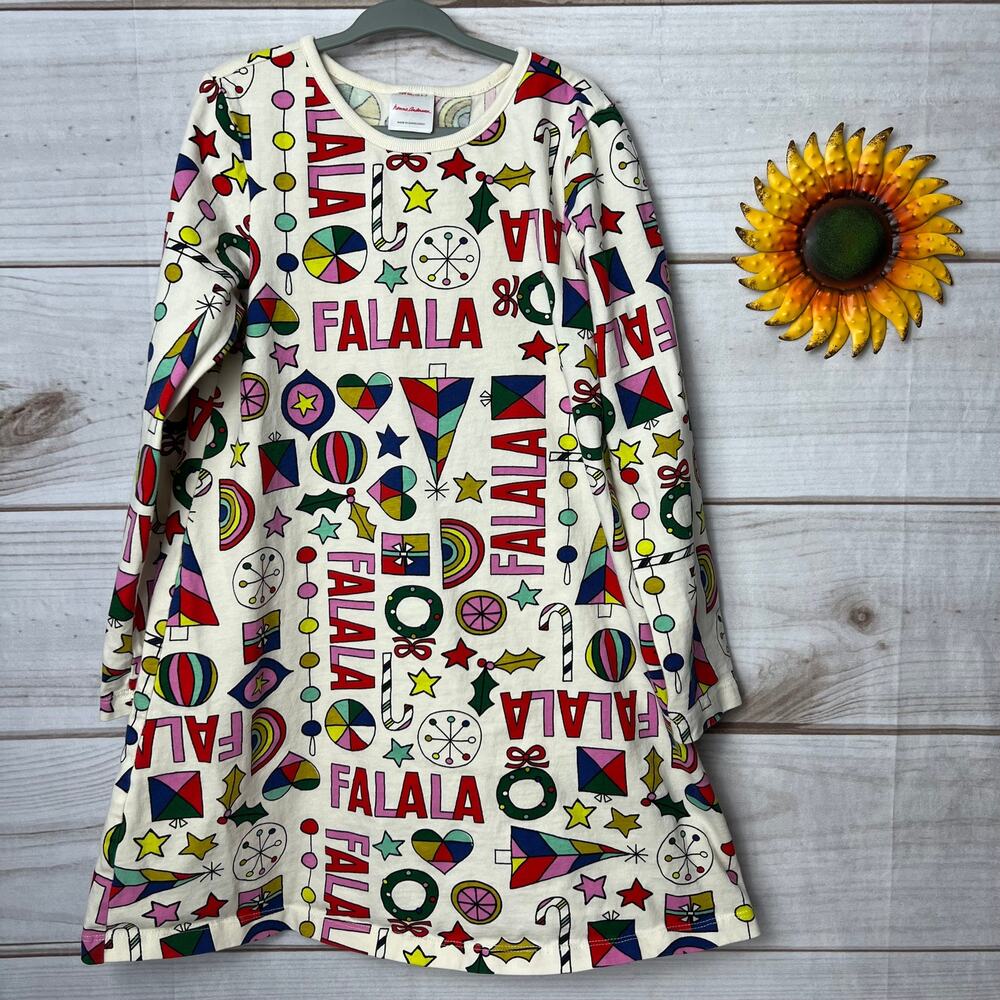 Hanna Andersson Girls Long Sleeve Holiday Falala Dress Size 6-7/120‎